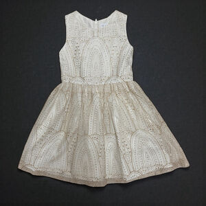 PLACE Girls Ivory Gold Glitter Dress Sleeveless Party Holiday 6X 7